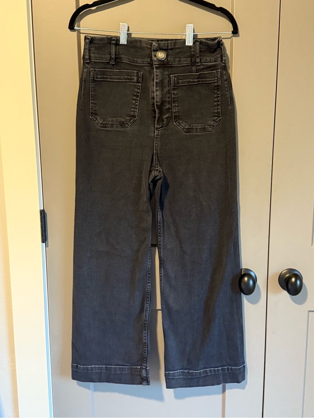 Anthropologie Maeve The Colette Cropped Wide Leg Jeans Washed Black 28